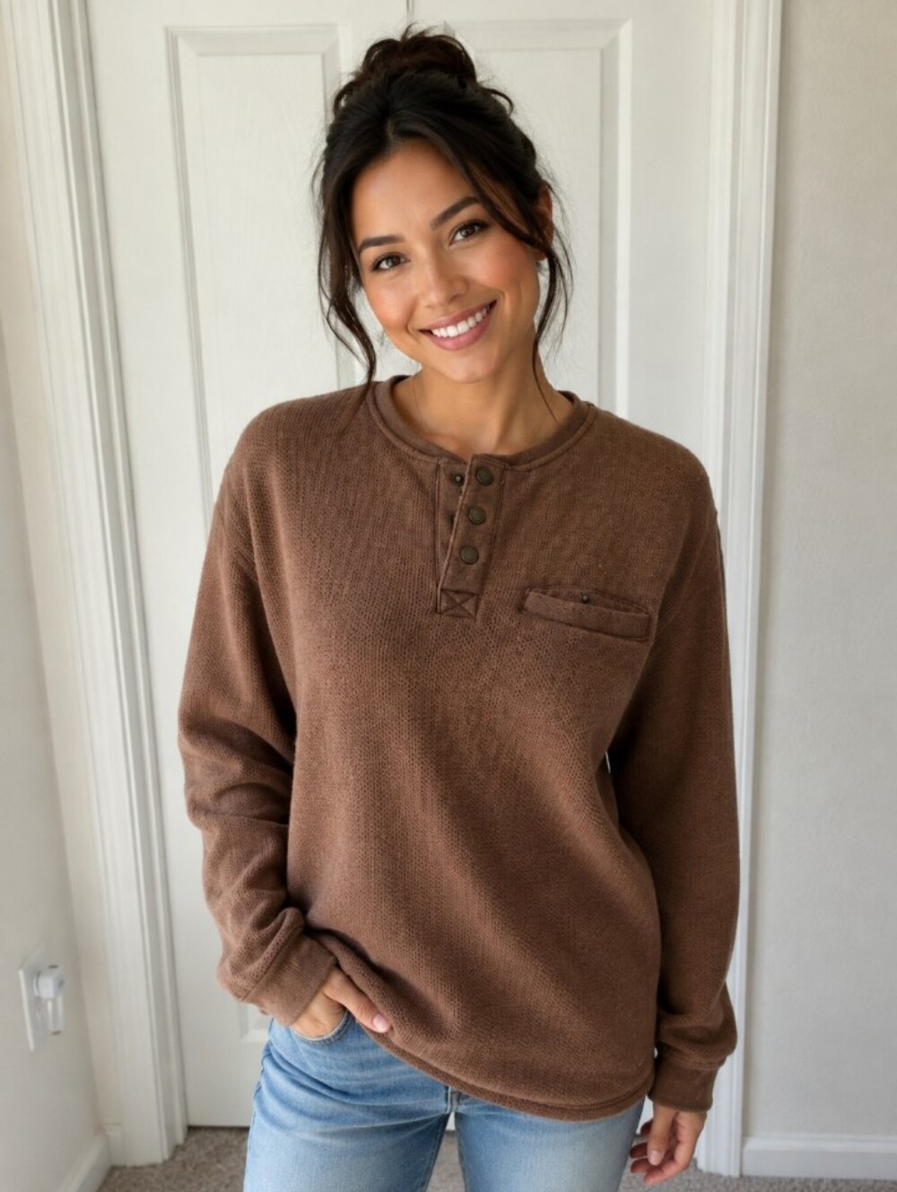 Coleman Classic Women's Brown Henley With Sherpa Lining XL